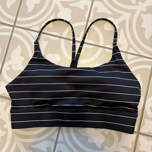 ZYIA Black and White Striped Sports Bra